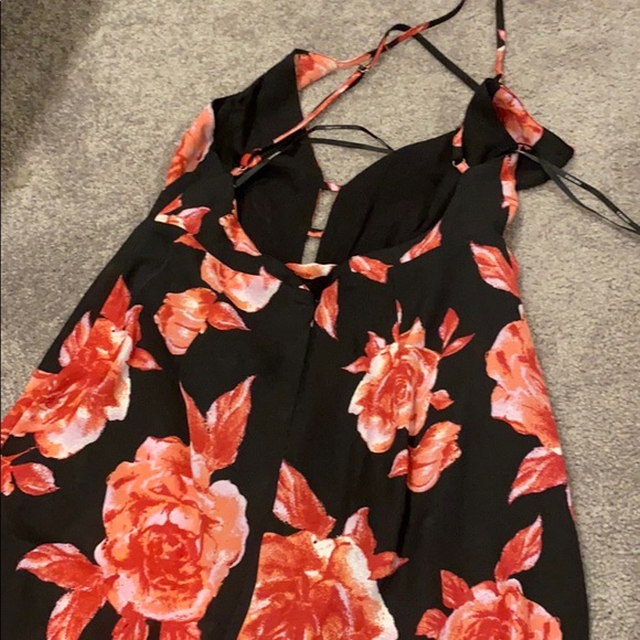 Black and Pink Floral Jumpsuit - Picture 5 of 5